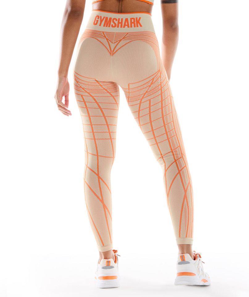 Women's Gymshark Wtflex Linear Seamless Leggings Orange | CA 7560AD